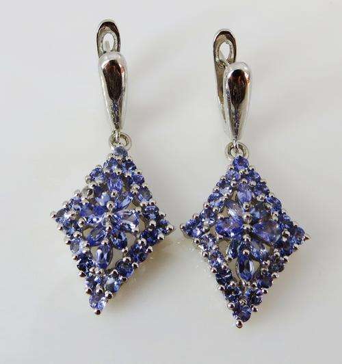***IN STOCK!!*** LOVELY REAL TANZANITE GEMSTONES SOLID STERLING SILVER STAMPED 925 EARRING