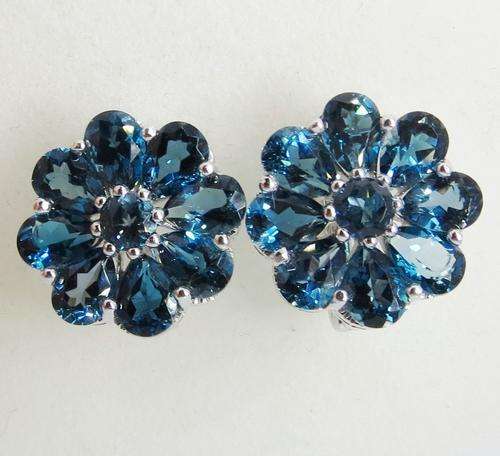 ***IN STOCK!!*** LOVELY REAL LONDON TOPAZ GEMSTONES SOLID STERLING SILVER STAMPED 925 EARRING