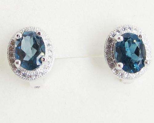 ***IN STOCK!!*** LOVELY REAL LONDON TOPAZ GEMSTONES SOLID STERLING SILVER STAMPED 925 EARRINGS