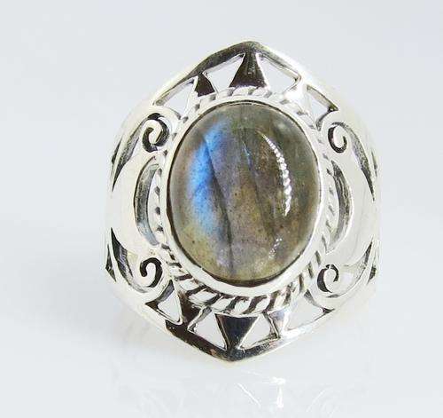 ***IN STOCK!!*** LOVELY REAL LABRADORITE GEMSTONES SOLID STERLING SILVER STAMPED 925 RING