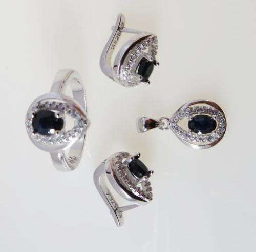 **IN STOCK!!**REAL GEMSTONES!!** GORGEOUS SOLID STERLING SILVER SAPPHIRE SET