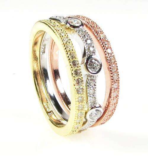 ***IN STOCK!!*** SOLID 925 STERLING SILVER IN ROSE/YELLOW/WHITE GOLD RINGS 8