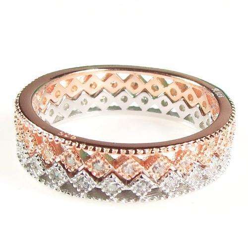 ***IN STOCK!!*** SOLID 925 STERLING SILVER IN ROSE/WHITE GOLD RINGS SIZE 6.5