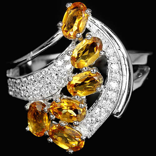 ***IN STOCK***REAL STONES!!!***  ORANGE YELLOW CITRINE STERLING 925 SILVER RING SIZE 7.5