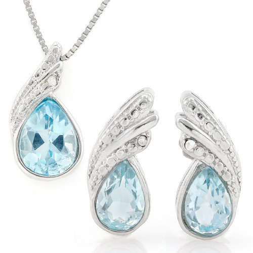 ***IN STOCK***REAL STONES!!!*** 2 1/4 CARAT BABY SWISS BLUE TOPAZ 925 STERLING SILVER SET