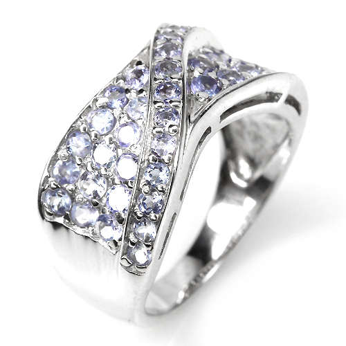 **IN STOCK!!**REAL GEMSTONES!!**  NATURAL ROUND TOP BLUE VIOLET TANZANITE STERLING 925 SILVER RING S