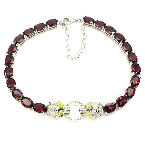 **IN STOCK!!**REAL GEMSTONES!!** RHODOLITE GARNET,YELLOW SAPPHIRE, STERLING 925 SILVER TIGER BRA