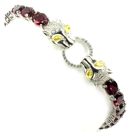 **IN STOCK!!**REAL GEMSTONES!!** RHODOLITE GARNET,YELLOW SAPPHIRE, STERLING 925 SILVER TIGER BRA