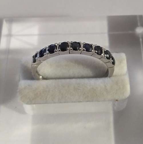 **IN STOCK!!** REAL STONES!!** ROUND 2.5mm FANCY SAPPHIRE 925 SILVER RING 8