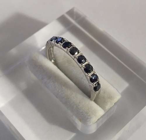 **IN STOCK!!** REAL STONES!!** ROUND 2.5mm FANCY SAPPHIRE 925 SILVER RING 8