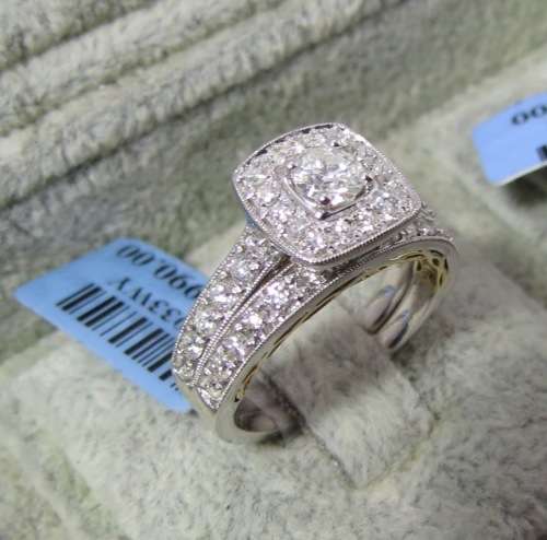 ***IN STOCK***1.25CT DIAMOND TWO TONE BRIDAL SET ENGAGEMENT WEDDING RING