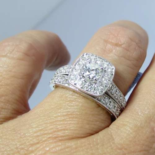 ***IN STOCK***1.25CT DIAMOND TWO TONE BRIDAL SET ENGAGEMENT WEDDING RING