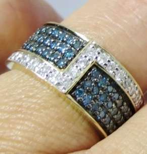 ***IN STOCK***1.00CT DIAMOND BRIDAL ENGAGEMENT BLUE AND WHITE DIAMOND DRESS RING