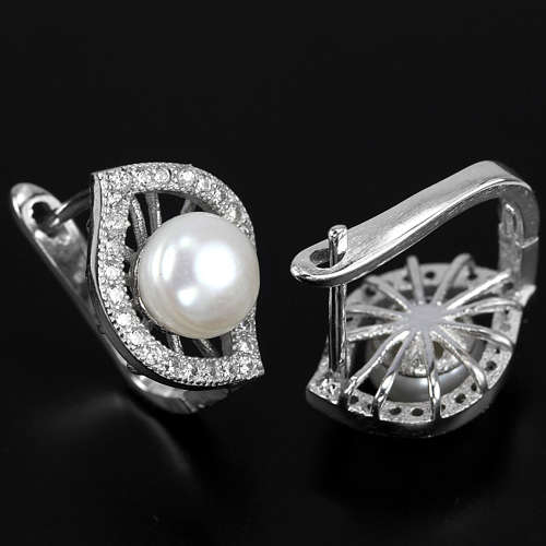 ***IN STOCK***REAL STONES!!!7 MM. ROUND AAA WHITE PEARL STERLING 925 SILVER SET SIZE 6