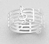 "IN STOCK!!"  Solid 925 Sterling Silver Ring Music Size 6