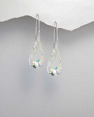 "IN STOCK!!"  Sterling silver swarovski stones earrings