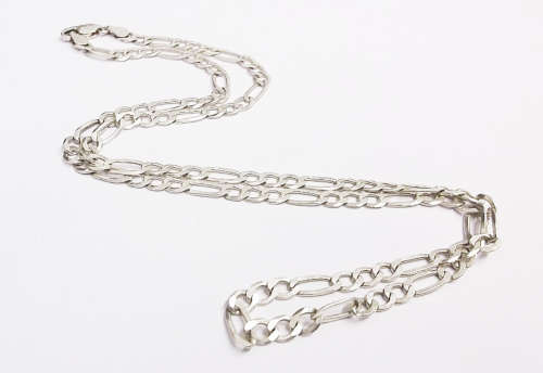 **IN STOCK!!**HEAVY!! STERLING SILVER NECKLACE WITH FIGARO STYLE LINKS