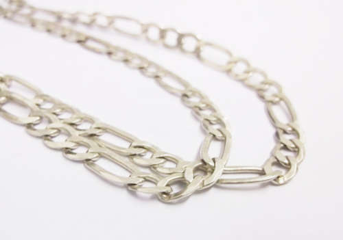 **IN STOCK!!**HEAVY!! STERLING SILVER NECKLACE WITH FIGARO STYLE LINKS
