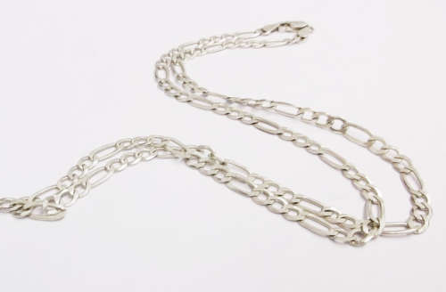 **IN STOCK!!**HEAVY!! STERLING SILVER NECKLACE WITH FIGARO STYLE LINKS