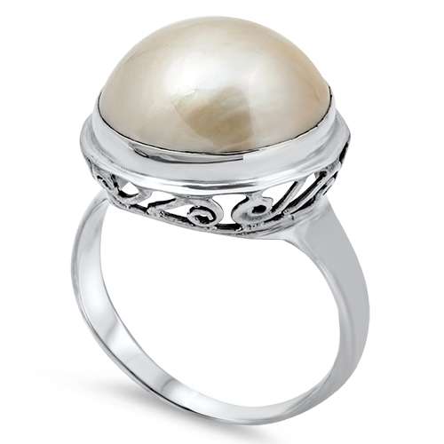 **IN STOCK!!** GORGEOUS MABE SOLID STERLING SILVER RING SIZE 6