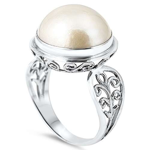 **IN STOCK!!** GORGEOUS MABE SOLID STERLING SILVER RING SIZE 7