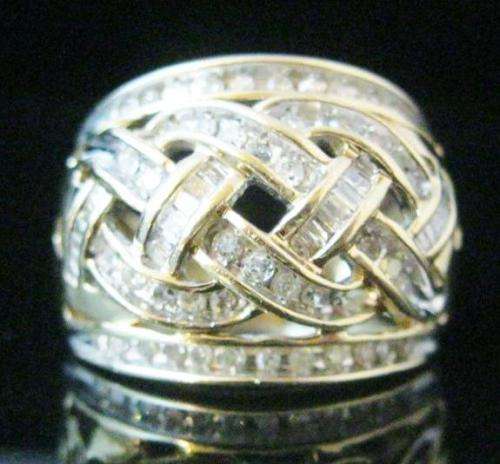 **IN STOCK!!** REAL STONES!!** 10K YELLOW GOLD 1.0 CT. BAGUETTE & ROUND DIAMOND WIDE BAND CHANNEL