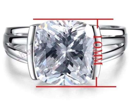 **IN STOCK!!** Sterling Silver Tension Cushion 9x9mm 8ct Flawless Cubic Zirconia Wedd