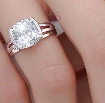 **IN STOCK!!** Sterling Silver Tension Cushion 9x9mm 8ct Flawless Cubic Zirconia Wedd