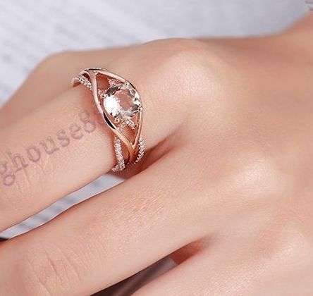 **IN STOCK!!** REAL STONES!!**Round 7mm Morganite Natural Diamonds Wedding Anniversary Fine Ring 10K