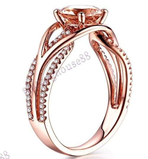 **IN STOCK!!** REAL STONES!!**Round 7mm Morganite Natural Diamonds Wedding Anniversary Fine Ring 10K