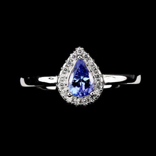 ***IN STOCK!!*** Elegant 6x4mm Top Rich Blue Violet Tanzanite 925 Sterling Silver Ring 8