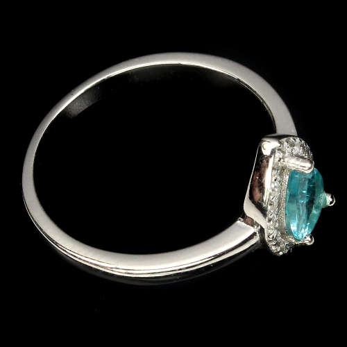 ***IN STOCK!!*** Elegant Pear Cut 7x5mm Top Neon Blue Apatite  925 Sterling Silver Ring 7
