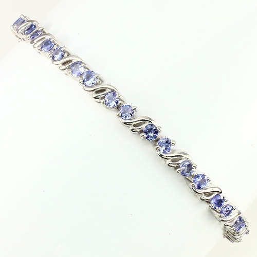 ***IN STOCK!!***REAL GEMSTONES***Round 3mm Top Blue Violet Tanzanite 925 Sterling Silver Bracelet 7.