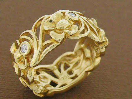 Genuine 9K Solid Gold NATURAL Diamond Daffodil Eternity Dress Ring WIDE