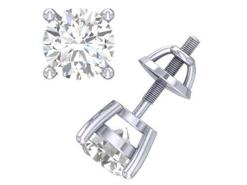 ON SALE!!!! IN STOCK! 0.40 Ct Solitaire Studs Round Cut Diamond Earrings 14K Solid White Gold 3.70MM