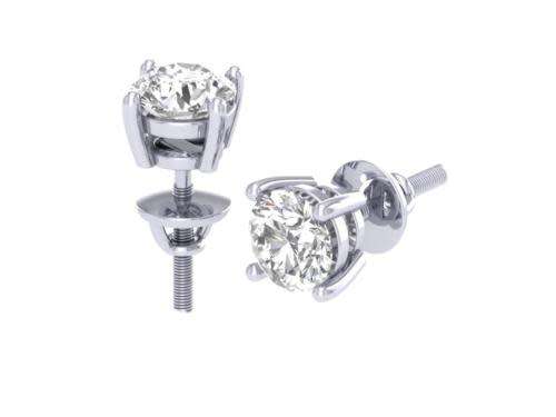 ON SALE!!!! IN STOCK! 0.40 Ct Solitaire Studs Round Cut Diamond Earrings 14K Solid White Gold 3.70MM