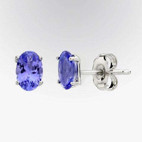 ***IN STOCK***REAL STONES!!!*** 1 CARAT TW (2 PCS) NATURE TANZANITE 10K SOLID WHITE GOLD EARRINGS