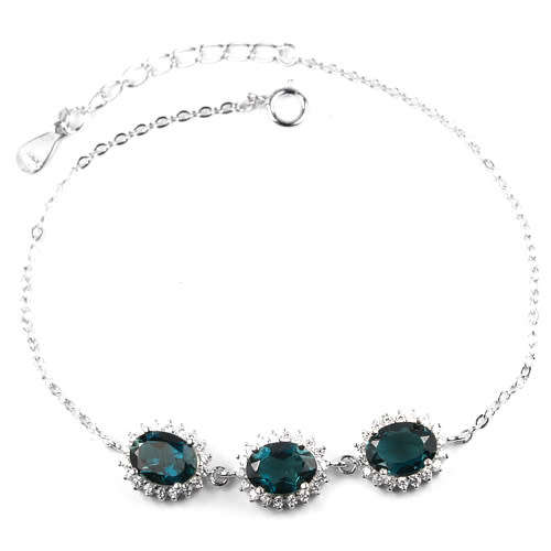 "IN STOCK" LONDON BLUE TOPAZ OVAL STERLING 925 SILVER BRACELET 8.5