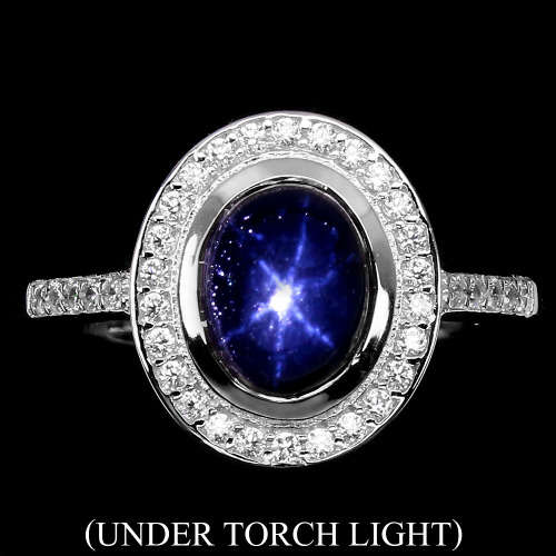 "IN STOCK" Oval 8x6mm 6 Rays Star Sapphire Diffusion 925 Sterling Silver Ring Sz 6