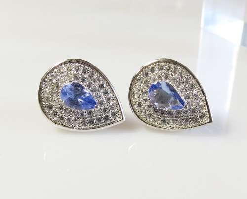 Natural Genuine Tanzanite and Sterling Silver Earrings - 2 Options
