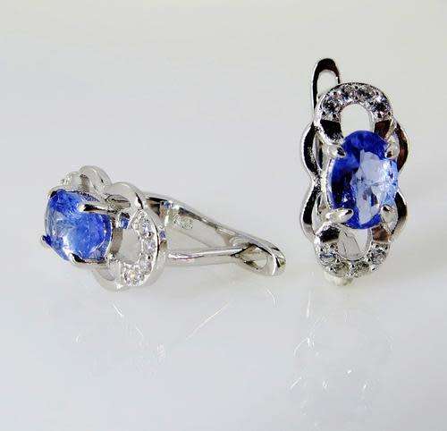 Natural Genuine Tanzanite and Sterling Silver Earrings - 2 Options