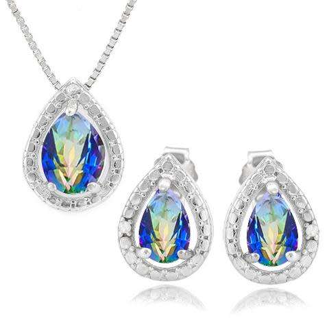 ***IN STOCK***REAL STONES!!!*** 1 CARAT OCEAN MYSTIC GEMSTONE & DIAMOND 925 STERLING SILVER JEWELRY