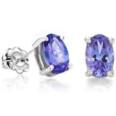 ***IN STOCK***REAL STONES!!!***DAZZLING 0.90 CT GENUINE TANZANITE 0.925 STERLING SILVER EARRINGS STU