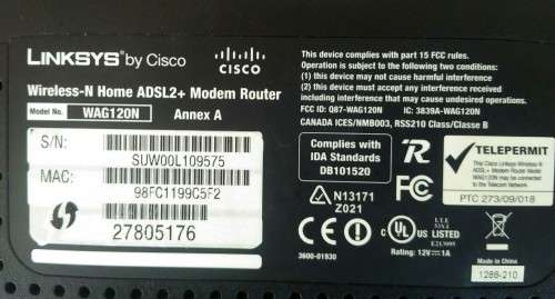 LINKSYS BY CISKO WIRELESS HOME ADSL2 MODEM ROUTER