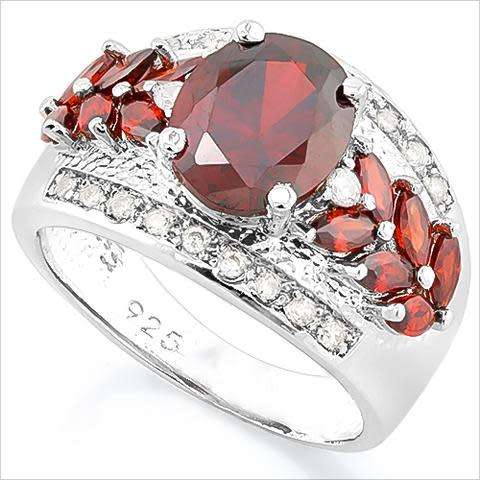 ***IN STOCK!!***REAL GEMSTONES***TOPAZ AND CREATED GARNET 925 STERLING SILVER RING