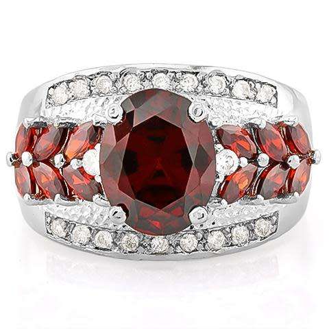 ***IN STOCK!!***REAL GEMSTONES***TOPAZ AND CREATED GARNET 925 STERLING SILVER RING