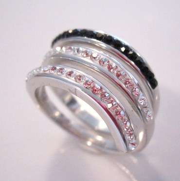 ***R1 350*** Ring With Genuine Crystals Crafted in Two tone Enamel and 925 Sterling silver
