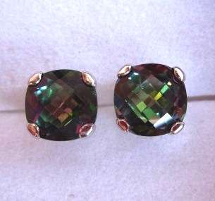 ***R3 589*** Stud Earrings With 1.80ctw Genuine Topazes Made of 14K White Gold