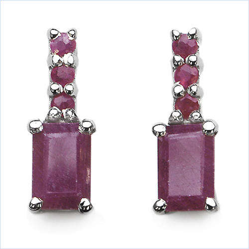 ***R3 880*** 2.24CTW Ruby .925 Sterling Silver Earrings