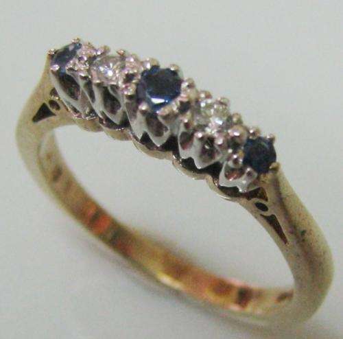 9CT SOLID GOLD SAPPHIRE & DIAMOND ETERNITY RING SIZE N